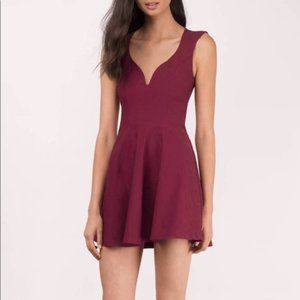 Tobi Maroon Mini Skater Dress